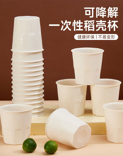 60个装家用户外烧烤野炊一次性餐具纸碗纸杯可降解一次性稻壳碗