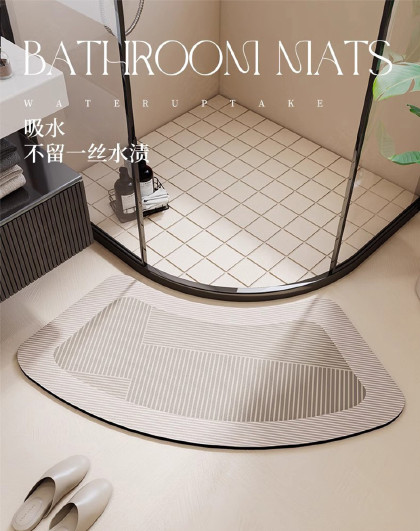 简约风弧形浴室吸水防滑地垫地毯淋浴脚垫卫生洗手间吸水防滑垫子