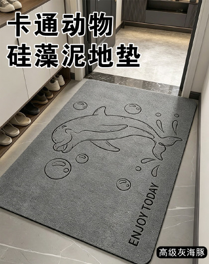 卫生间地垫卡通动物硅藻泥地垫淋浴房门口防滑垫浴室门垫地垫