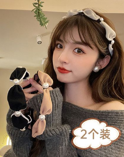 【2个装】韩版百搭简约发卡气质头饰超仙压发头箍大颗珍珠发箍