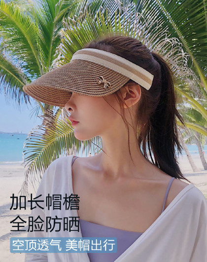 新款夏季防晒女士沙滩防晒户外防紫外线空顶发箍防晒用品