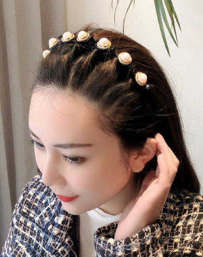 4件套黑色仿珍珠发卡发箍高级感发卡压发洗脸简约时尚头箍头饰