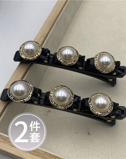 2件套珍珠发卡双层刘海编发盘发神器防滑聚量发箍女洗脸压发头箍