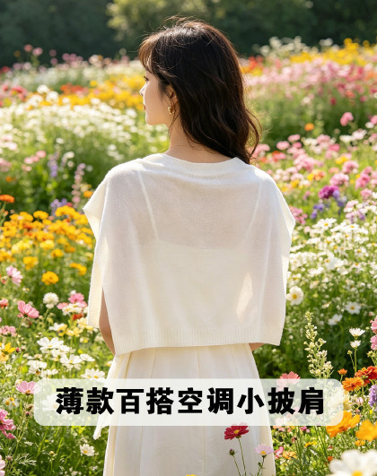 2条装薄款百搭空调小披肩空调房防寒护肩护颈护肩颈外搭女士围巾