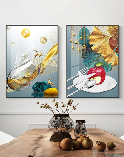 2幅轻奢壁画客厅餐厅挂画沙发背景墙装饰画现代简约餐厅装饰画