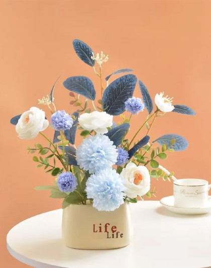 客厅餐桌茶几花摆花绣球花仿真花束现代高级仿绣球花含花瓶摆件