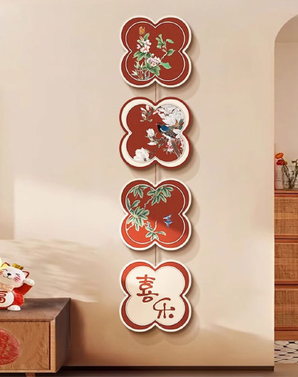 客厅电视背景墙挂饰新年喜庆墙上挂件玄关挂画新中式客厅装饰画
