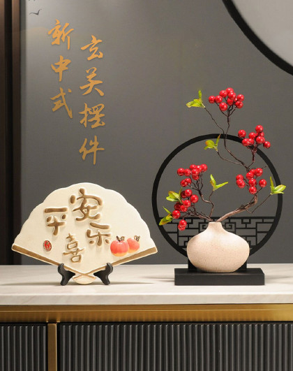 2件套玄关展示柜客厅装饰品电视柜酒柜乔迁新居新中式玄关摆件