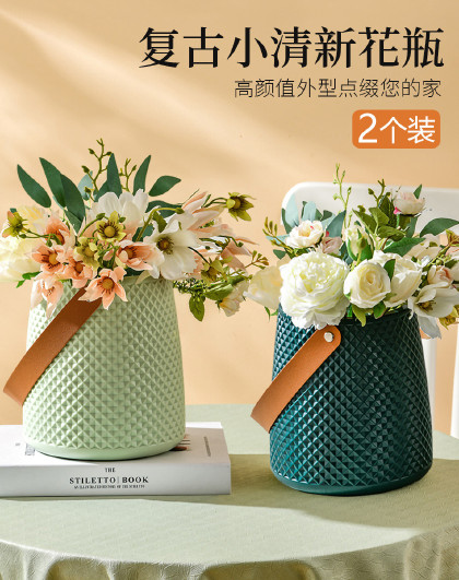 2个装创意简约花瓶透明水养鲜花百合北欧清新客厅复古小清新花瓶