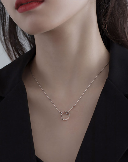 2022年新款潮轻奢小众项链锁骨链百搭卫衣链圆环毛衣链