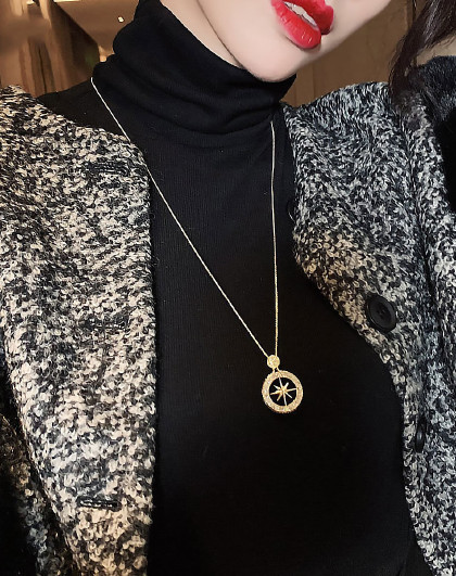 潮简约百搭女毛衣配饰小众设计感项链八芒星毛衣链