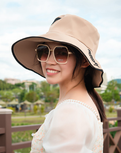 2023新款韩版休闲女户外显脸小遮阳帽平顶大沿渔夫帽