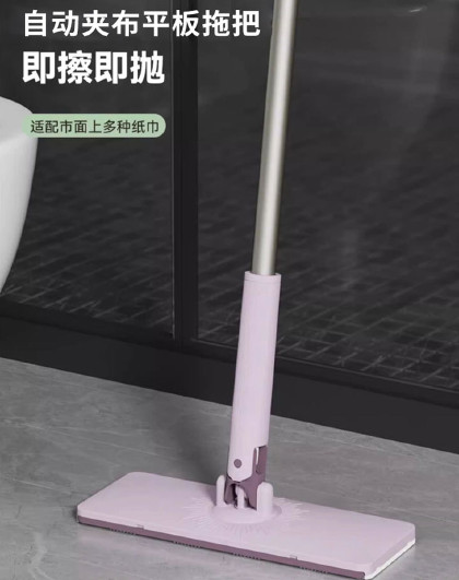 夹布平板拖把自动夹洗脸巾拖把家用迷你拖洗面巾抹布二次利用拖把