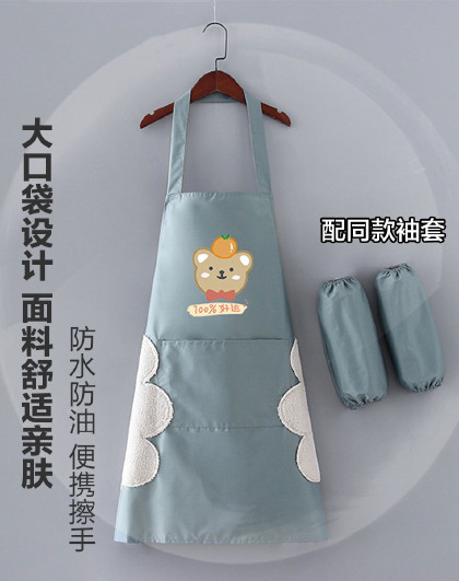 防水防油做饭罩衣时尚家用男女布艺围腰工作薄款大人厨房擦手围裙