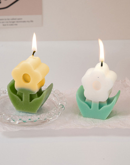 2个装ins花朵香薰蜡烛手工大豆蜡生日花朵香薰蜡烛氛围装饰