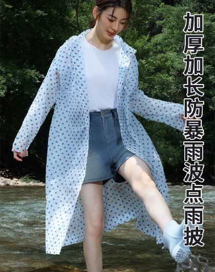 3件装升级加厚加长防暴雨外穿旅游演唱会上学雨衣便携波点雨披