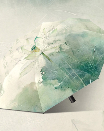 新中式遮阳伞时尚百搭高颜值折叠伞晴雨两用雨伞手动自动款雨伞