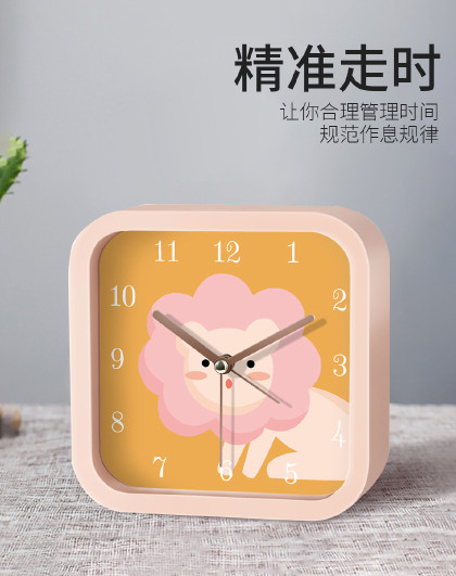 北欧简约静音卡通小闹钟卧室夜灯床头钟学生儿童卡通小闹钟闹铃