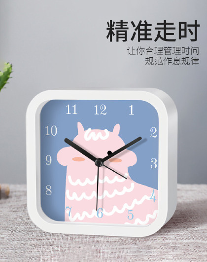 北欧简约静音卡通小闹钟卧室夜灯床头钟学生儿童卡通小闹钟闹铃